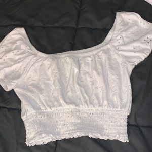 white on/off the should crop top